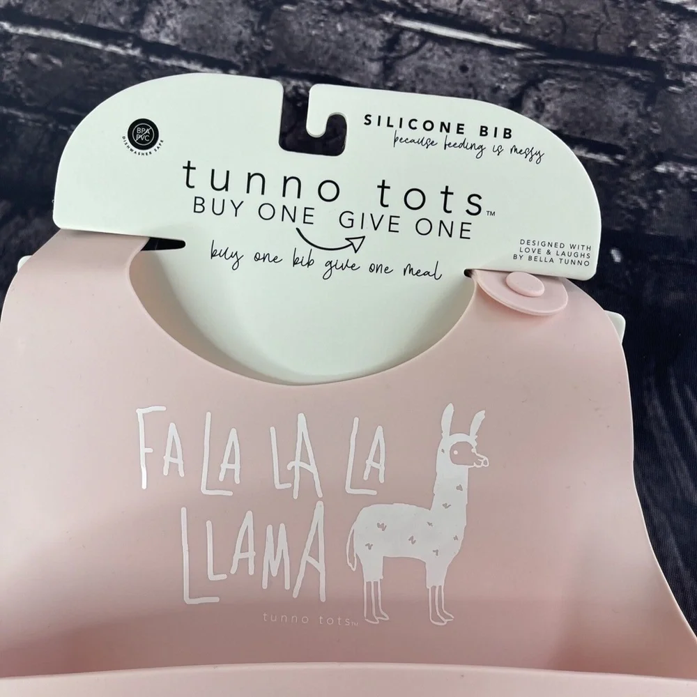 Tunno Tots Silicon Bib Baby Girl Christmas Holiday Pink Bib
